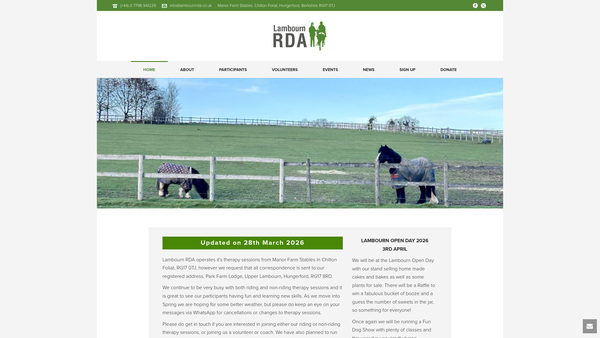 Screenshot of the Lambourn Rda Incorporating Carriage Driving Limited website