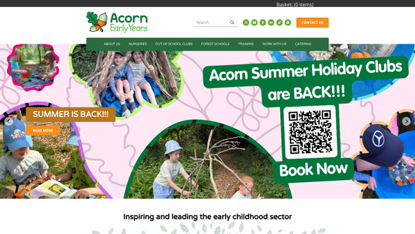 Screenshot of the Acorn Early Years Foundation website