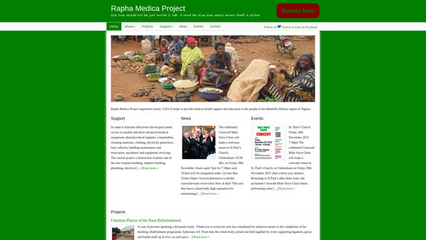 Screenshot of the Rapha Medica Project website