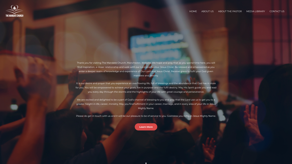 Screenshot of the The Mandate Church website