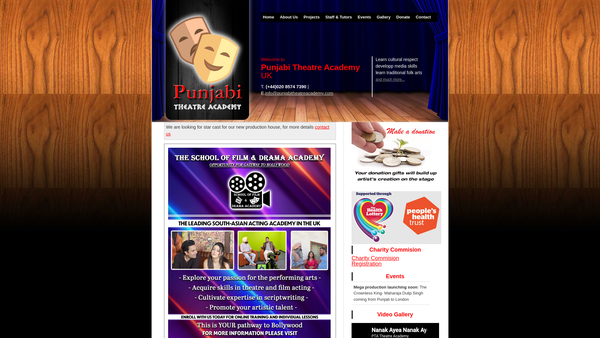 Screenshot of the Punjabi Theatre Academy UK website