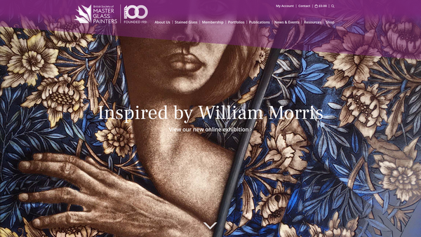 Screenshot of the The British Society of Master Glass Painters Charitable Trust website