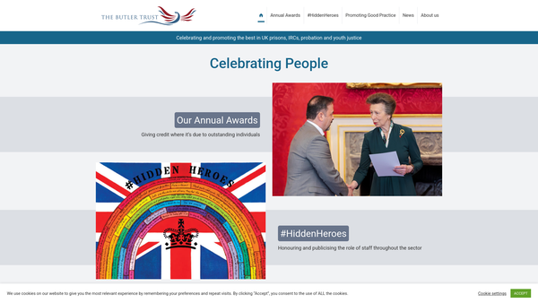 Screenshot of the The Butler Trust website