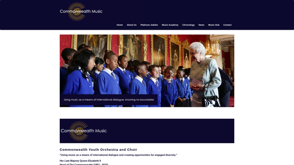 Screenshot of the Commonwealth Youth Orchestra And Choir website