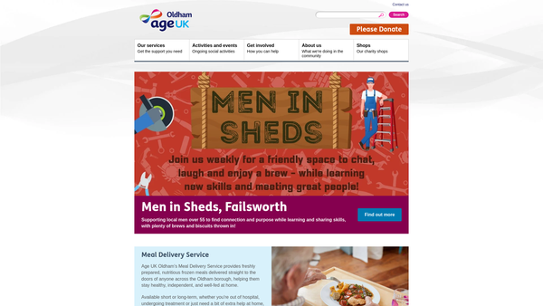 Screenshot of the Age UK Oldham Limited website