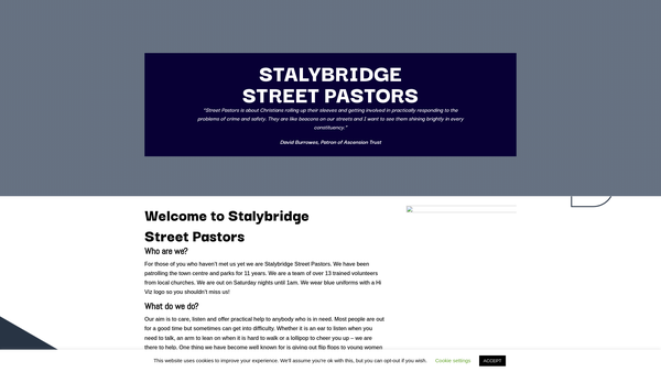 Screenshot of the Stalybridge Street Pastors website