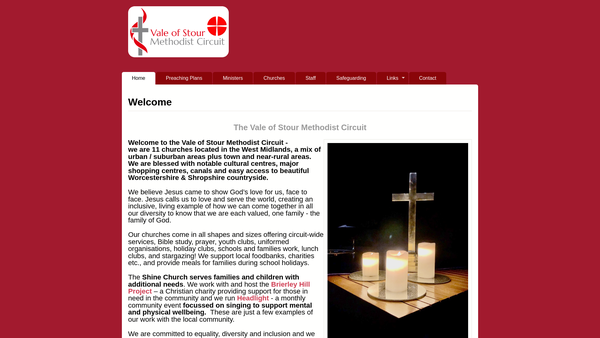 Screenshot of the Vale Of Stour Methodist Circuit website