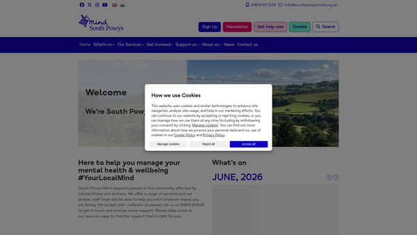 Screenshot of the Brecon And District Mind website