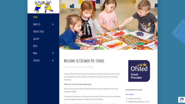 Screenshot of the Creswick Pre-School Ltd website