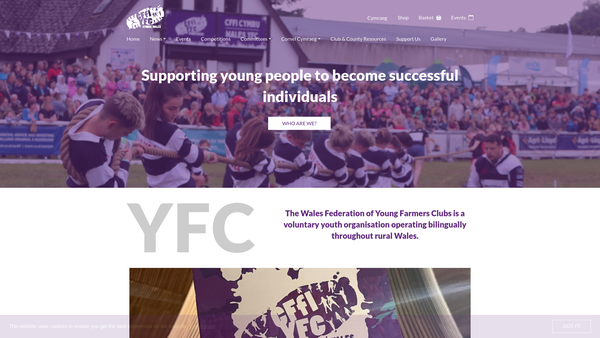 Screenshot of the Wales Federation Of Young Farmers Clubs website