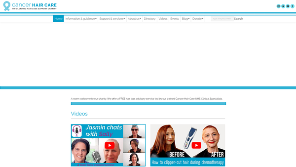 Screenshot of the Caring Hair website