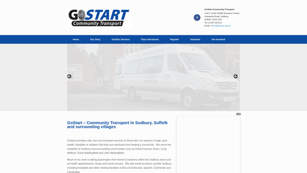Screenshot of the Gostart Community Transport website