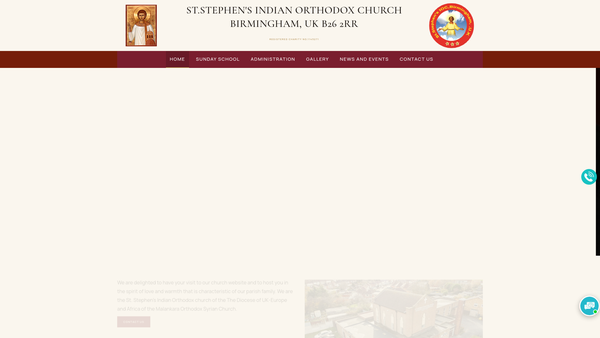 Screenshot of the St Stephen's Indian Orthodox Church, Birmingham website