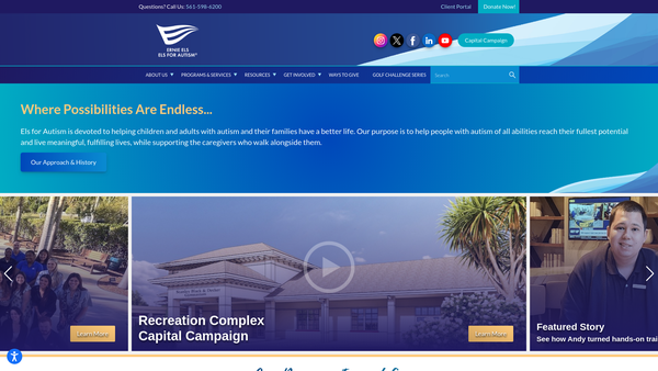 Screenshot of the Els For Autism (UK) website