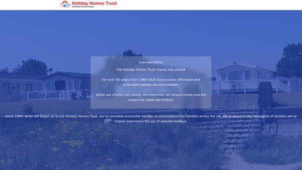 Screenshot of the The Holiday Homes Trust website