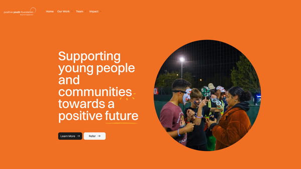 Screenshot of the Positive Youth Foundation website