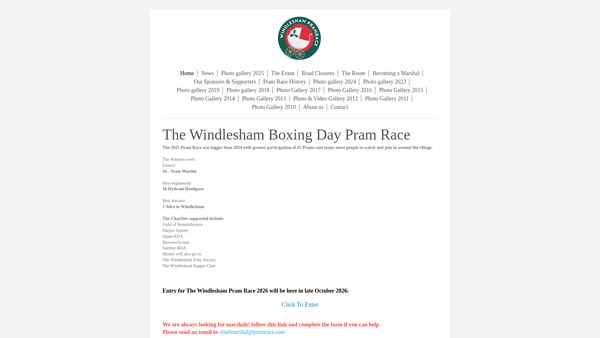Screenshot of the The Windlesham Pram Race website