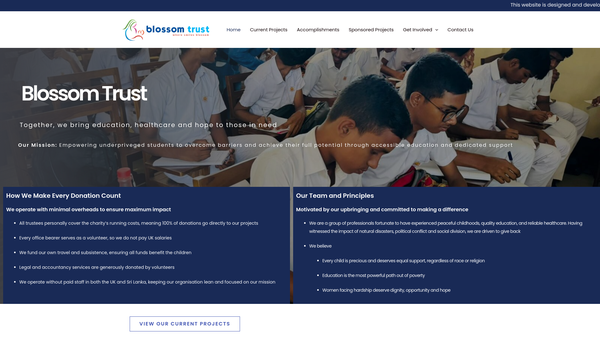 Screenshot of the Blossom Trust website