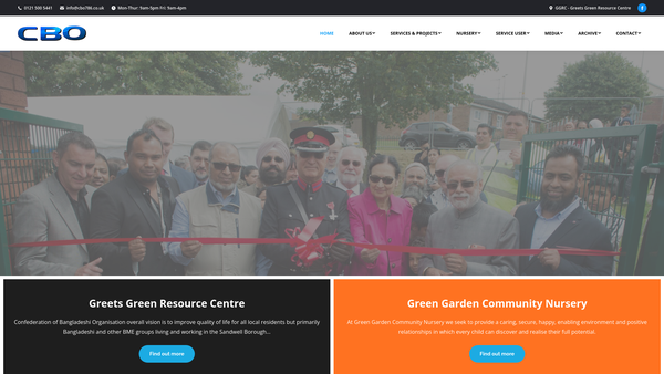 Screenshot of the Confederation Of Bangladeshi Organisations (Cbo)limited website