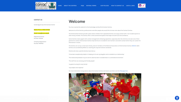 Screenshot of the Cambridge & Ely Child Contact Centres Limited website