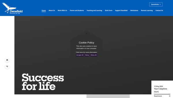 Screenshot of the Denefield Nursery website