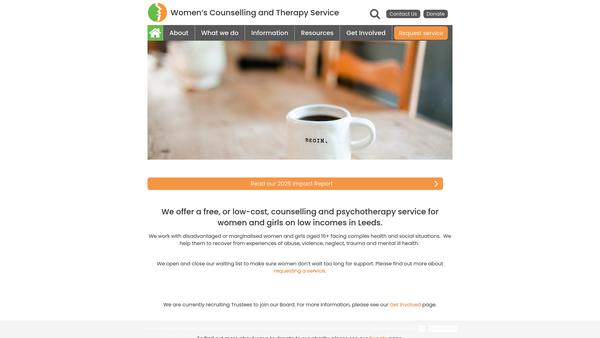 Screenshot of the Women's Counselling And Therapy Service Ltd website