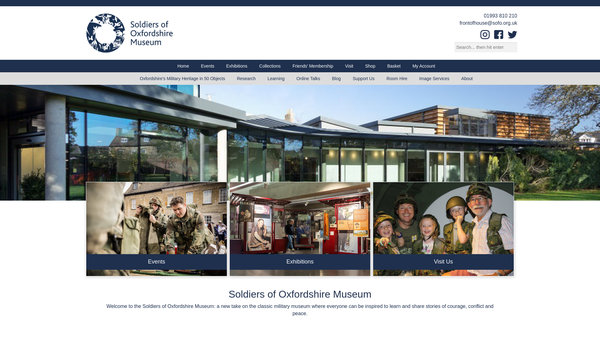 Screenshot of the The Soldiers Of Oxfordshire Trust website