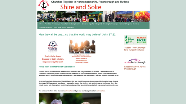 Screenshot of the Shire And Soke - Churches Together In Northamptonshire And Peterborough website