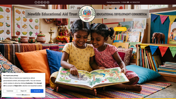 Screenshot of the Newlife Educational Aid Trust website