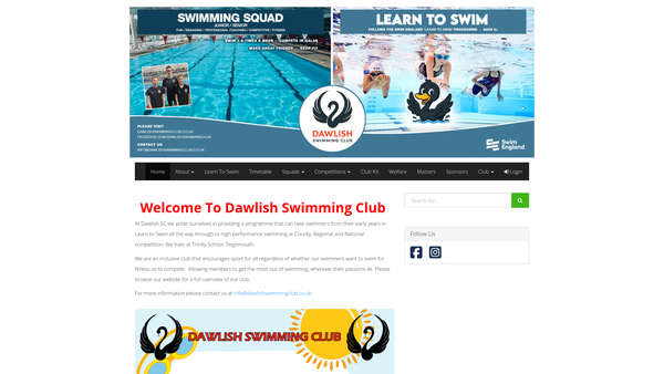 Screenshot of the Dawlish Swimming & Life Saving Association website