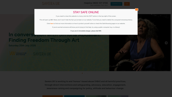 Screenshot of the Savera UK website
