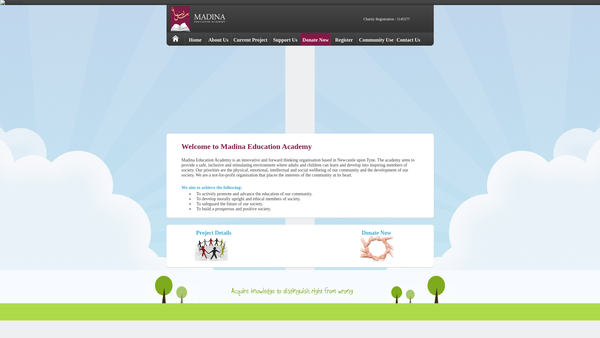 Screenshot of the Madina Education Ltd website