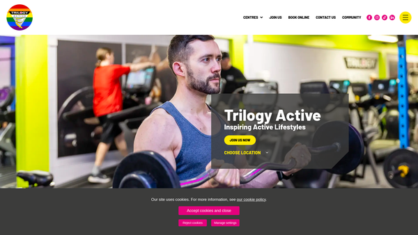 Screenshot of the Trilogy Active website