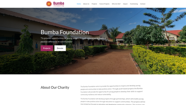 Screenshot of the Bumba Foundation website
