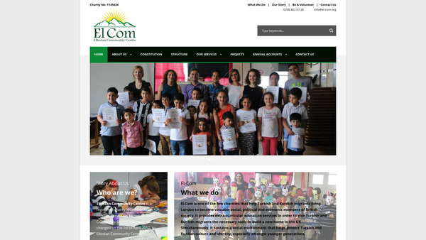 Screenshot of the Elbistan Community Centre website