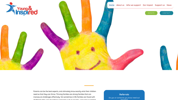Screenshot of the Young & Inspired Ltd website