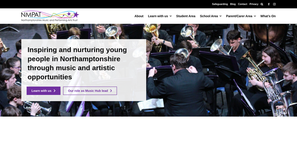 Screenshot of the Northamptonshire Music And Performing Arts Trust website