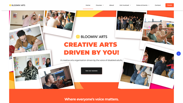 Screenshot of the Bloomin' Arts Limited website