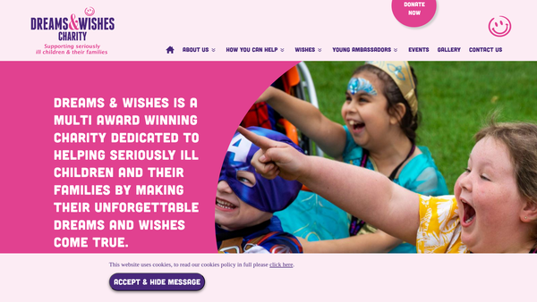 Screenshot of the Dreams And Wishes website