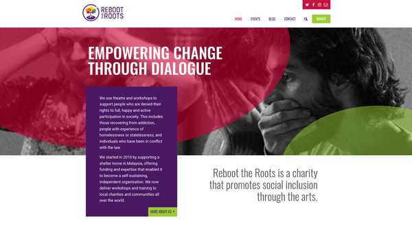 Screenshot of the Reboot The Roots website