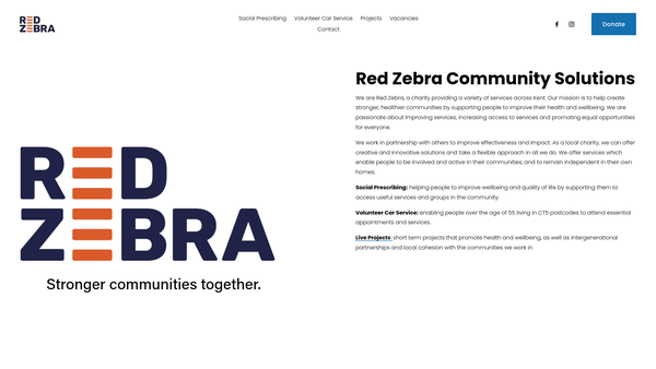 Screenshot of the Red Zebra Community Solutions website