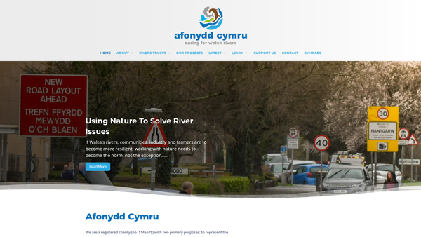 Screenshot of the Afonydd Cymru Cyfyngedig website