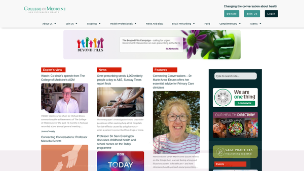 Screenshot of the The College Of Medicine website