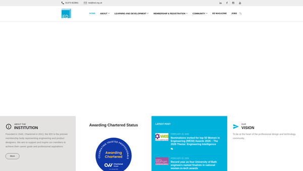 Screenshot of the Institution Of Engineering Designers website