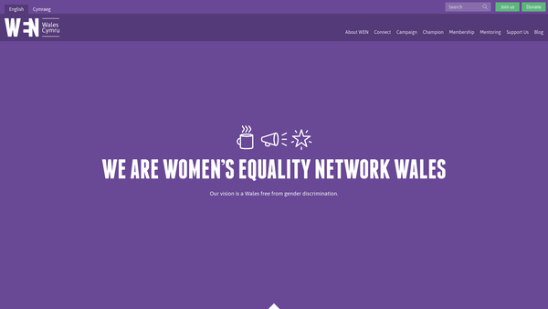Screenshot of the Women's Equality Network Wales website