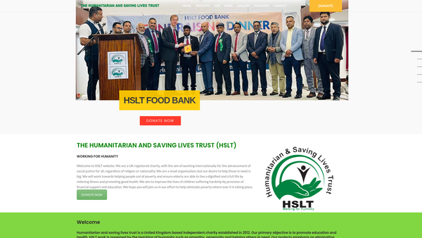 Screenshot of the The Humanitarian And Saving Lives Trust website