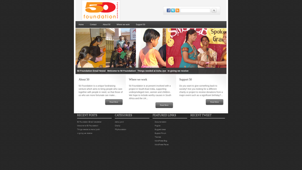Screenshot of the Fifty Foundation website