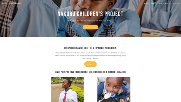 Screenshot of the Nakuru Children's Project website