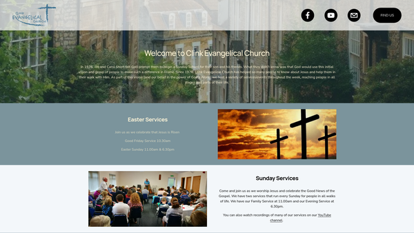 Screenshot of the Clink Evangelical Church website