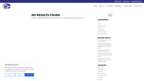 Screenshot of the Taunton Street Pastors website